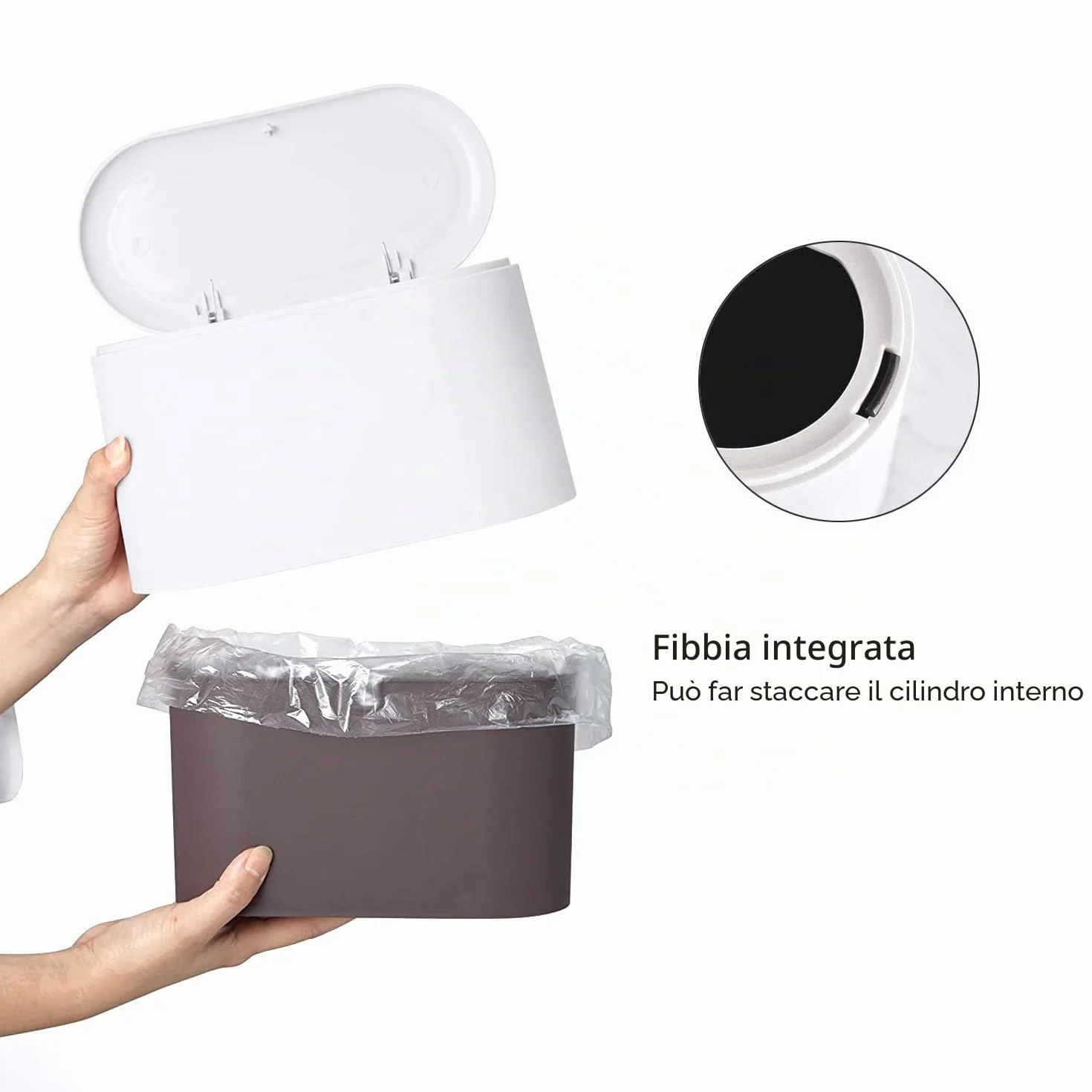 JEEZAO Mini Cestino da Scrivania, Bidone Spazzatura con Coperchio a Molla a Spinta per Cucina Camera Bagno,Contenitore per Alimenti per Animali Domestici
