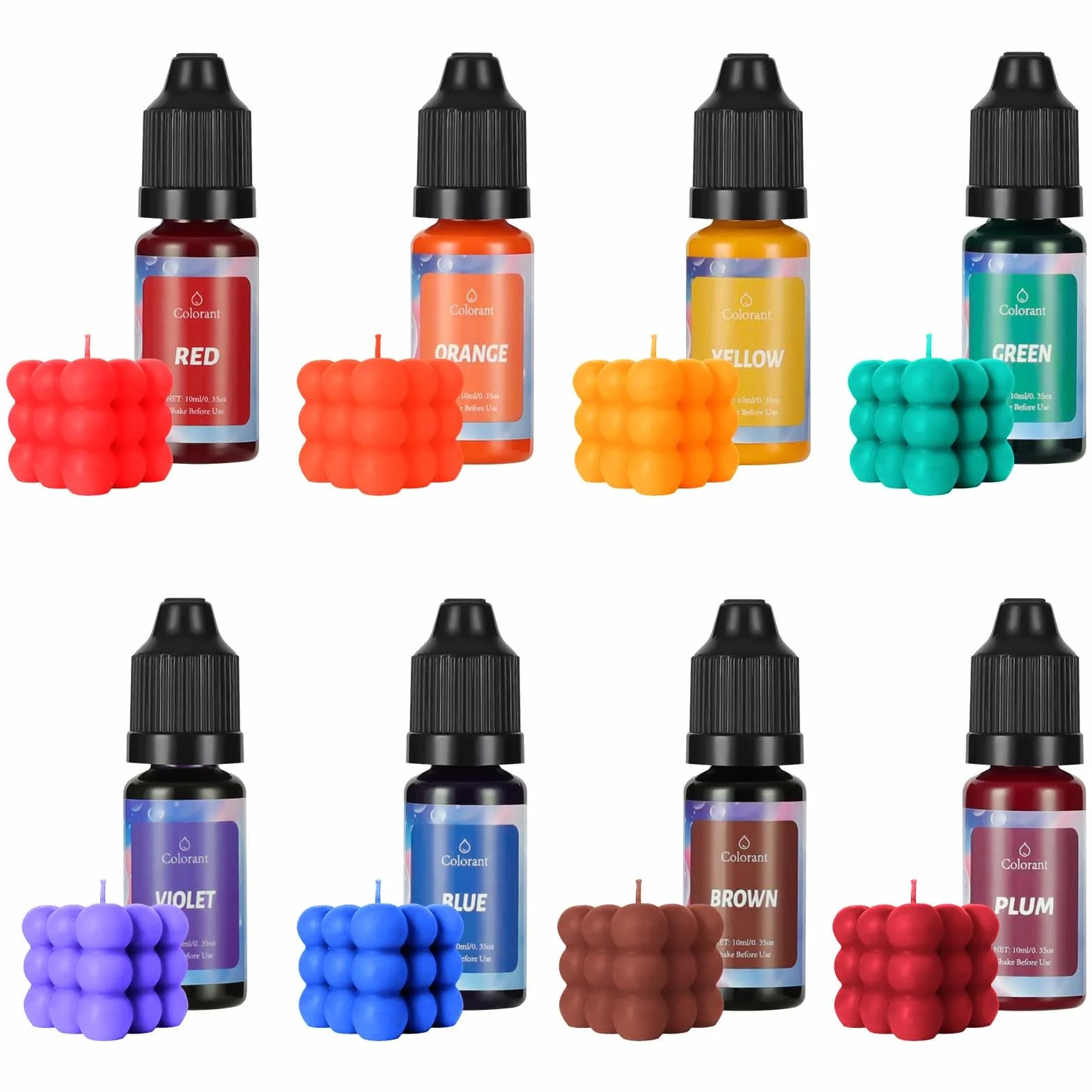 Candele Coloranti, 8 Colori Coloranti per Cera di Candela, Altamente Concentrato Coloranti per Cera per Candele Fai da Te, per la Colorazione della Candela(10ML)