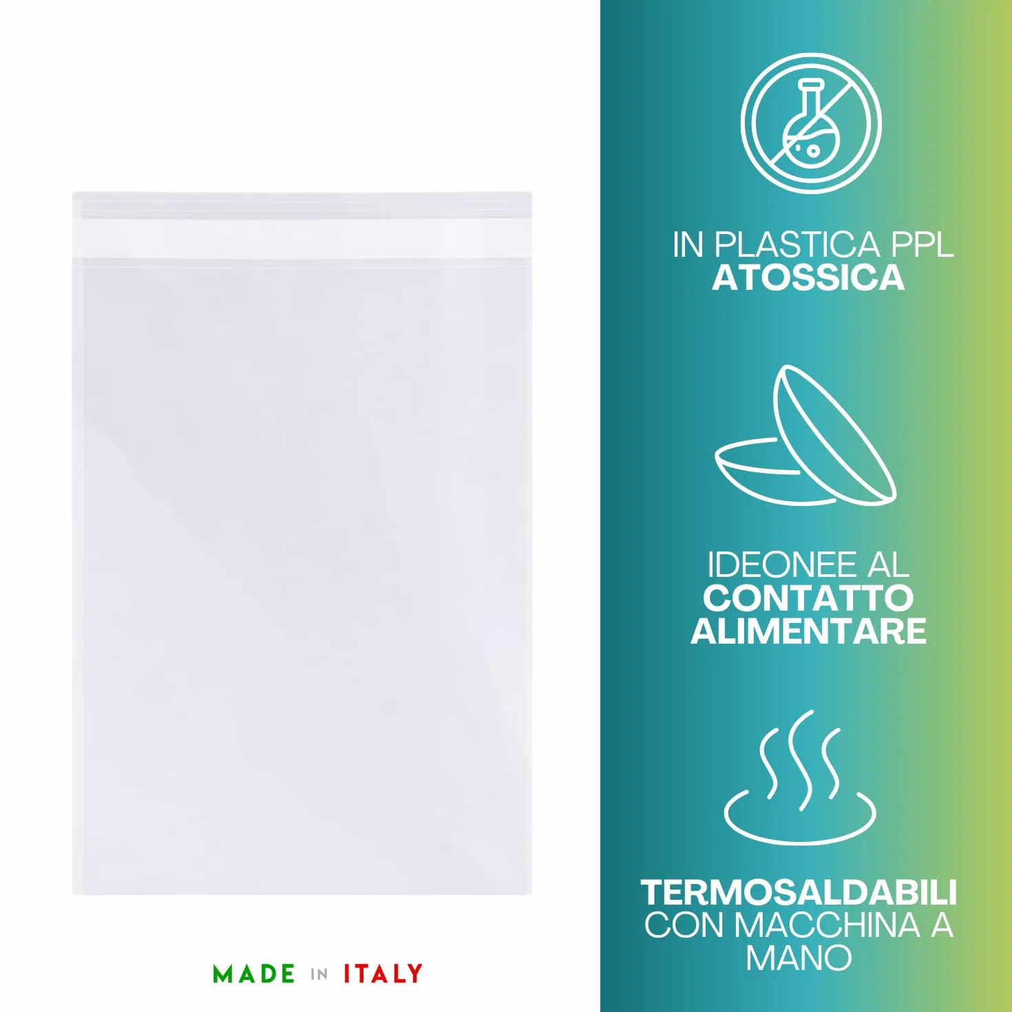 Virsus 100 Buste Cellophane Trasparenti per Indumenti t- Shirt Camice 35 x 50 + 5 cm Labbro Aletta Autoadesiva Idea Regalo Confezionare Oggetti Dolci Gioielli Collane