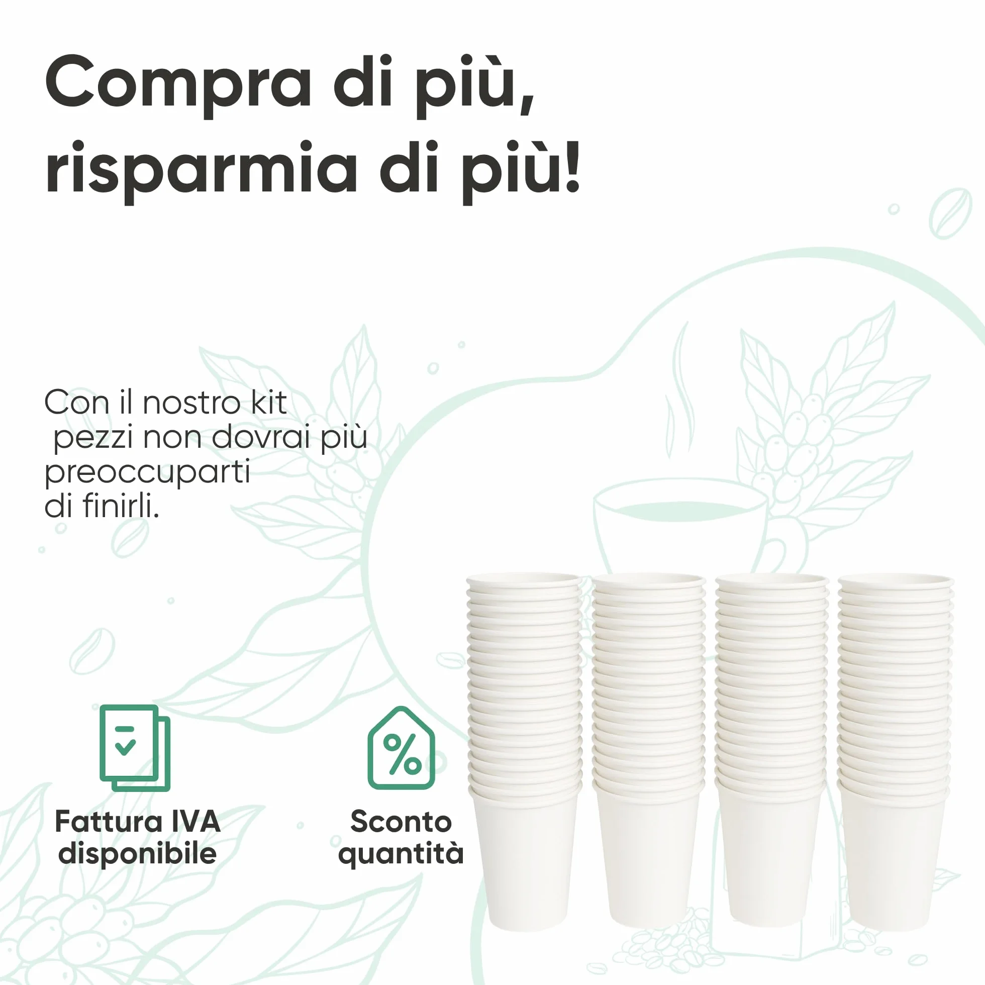 Bicchieri Carta Bianco 240ml 1000 pezzi Biodegradabili Eco-friendly Made in Italy