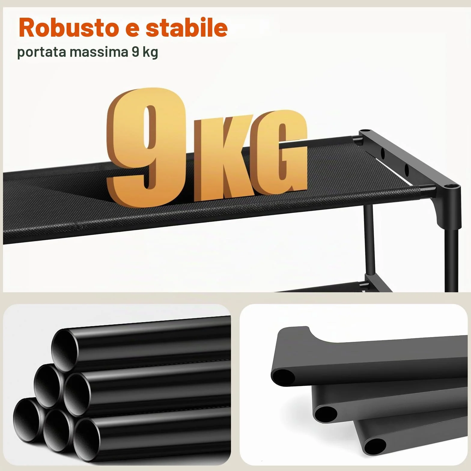 Scarpiera 3 Ripiani Impilabile Portascarpe Organizzatore Metallo 9 Paia 60x30x36 cm Nero
