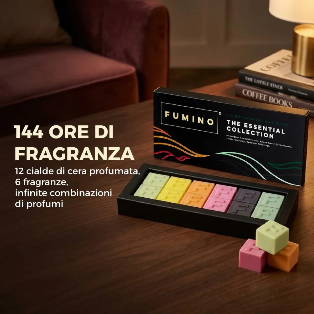 Cera Fresca Profumata da Sciogliere Wax Melt Tart Artigianale Multipack 12 Cere 6 Fragranze con Cera d’Api e Olio di Cocco