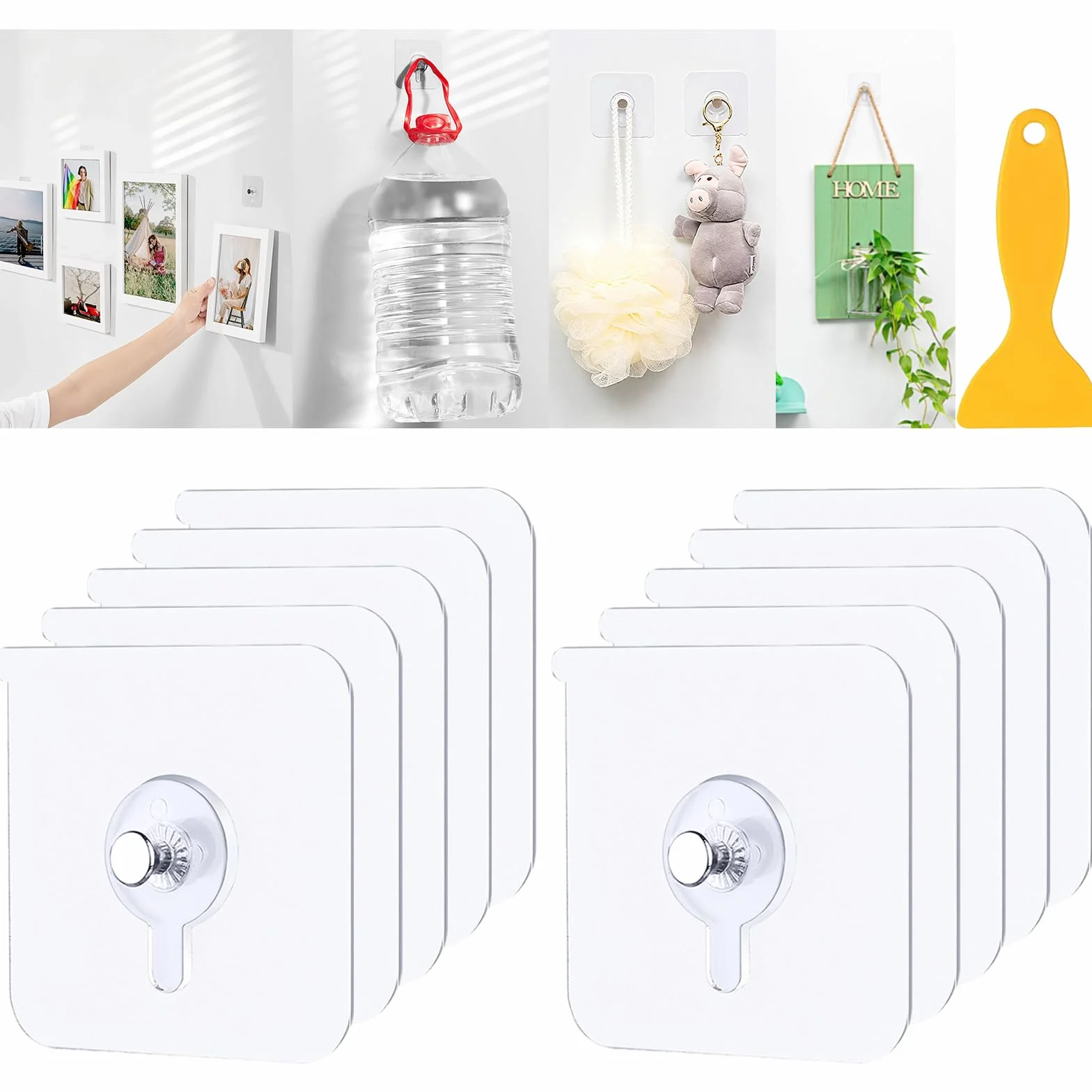 Ganci Adesivi Per Quadri Muro, Appendi Quadri Senza Chiodi Impermeabile Trasparente, Chiodi Adesivi Per Quadri Muro, Appendi Quadri Adesivi Per Foto, Dipinti, Orologio,10