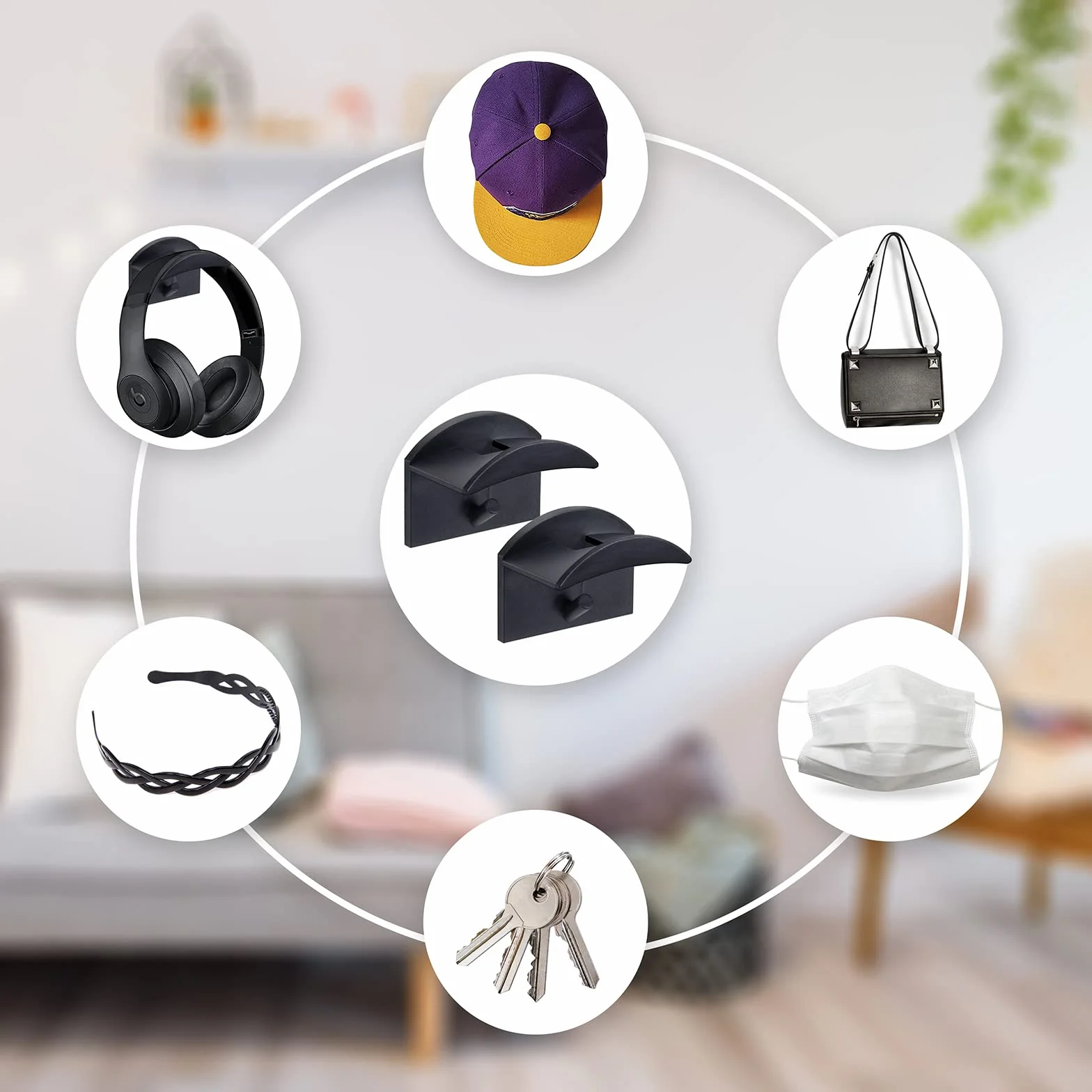 Ganci per Cappelli da Parete Senza Perforazione 12 Pezzi Organizzatore per Armadio