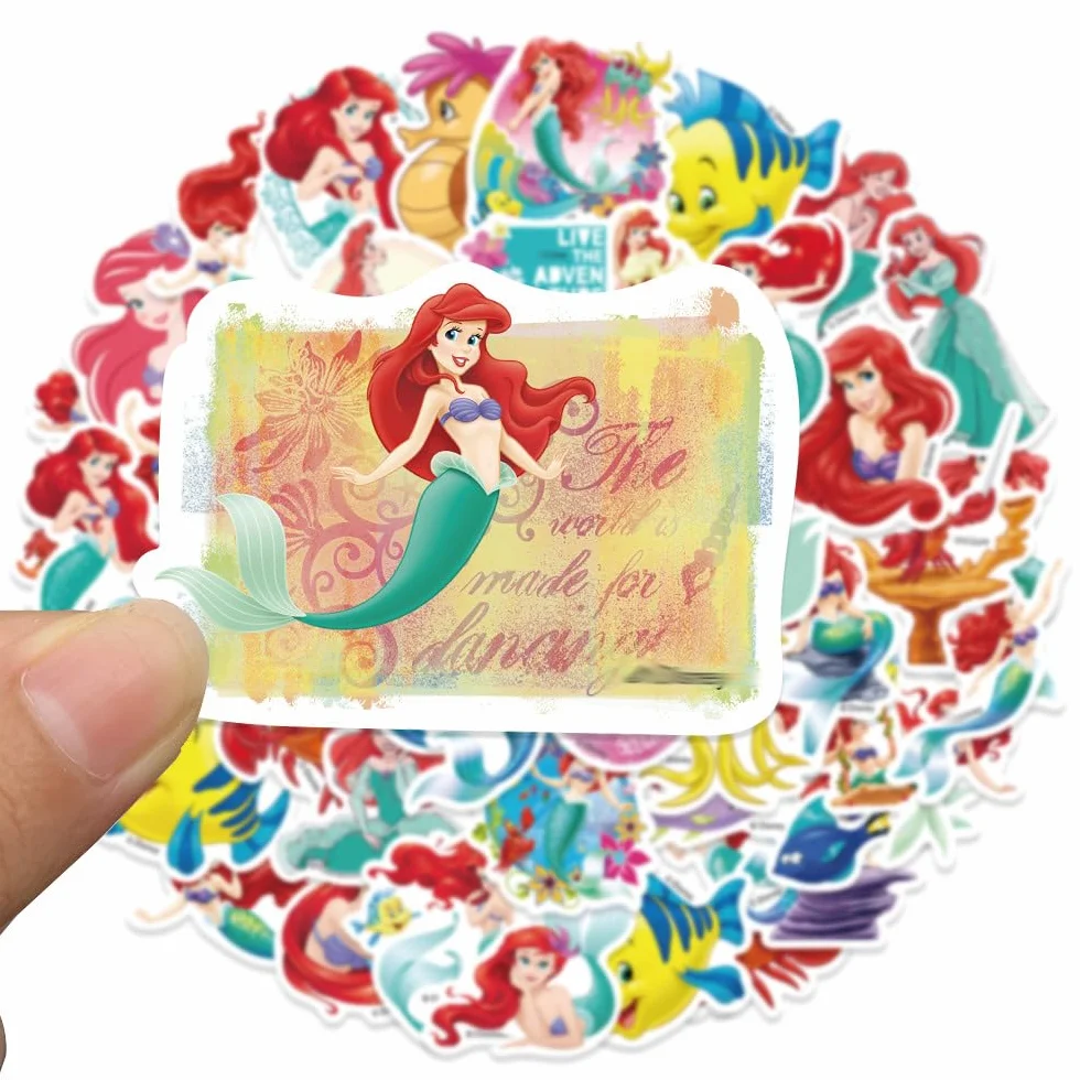 50 pezzi di adesivi sirena, adorabili adesivi principessa sirena, set di adesivi kawaii in vinile impermeabile fai-da-te per skateboard, auto, laptop, chitarra, adolescenti, bambini