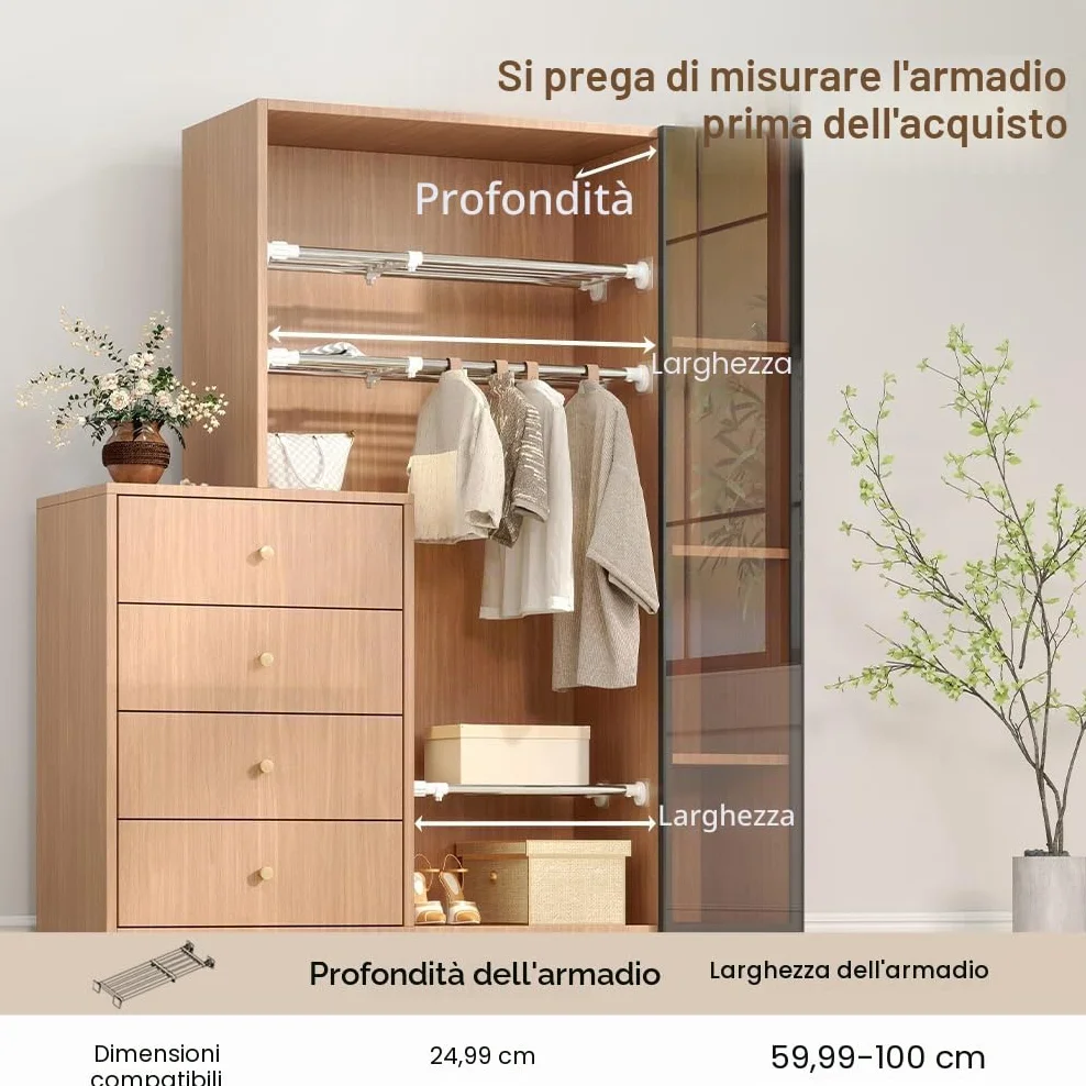 Hershii Scaffale Dell'armadio Regolabile Divisorio per Guardaroba Rack di Stoccaggio Cremagliera