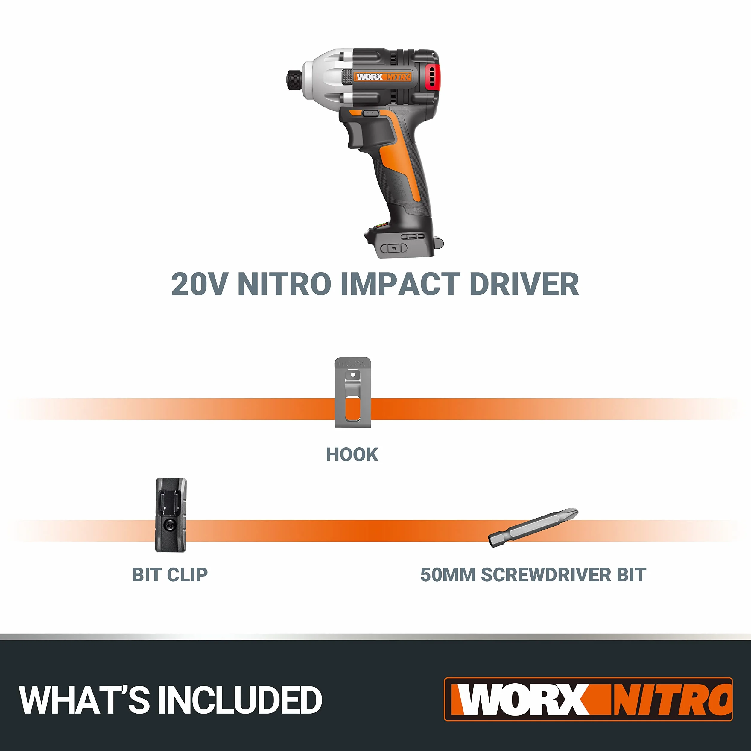 WORX WX261.9 18V (20V MAX) Brushless Impact Driver - Bare Unit