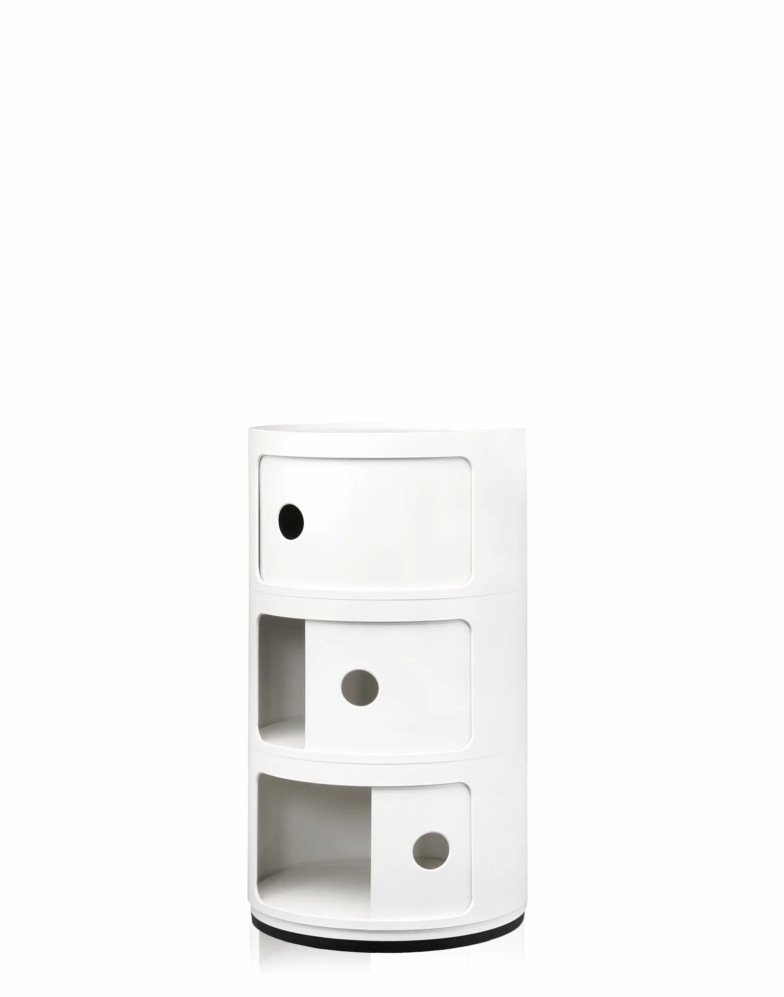 Kartell Componibili Contenitore 3 Elementi, ABS, Base Tonda, Bianco, 32 x 32 x 58.5 cm