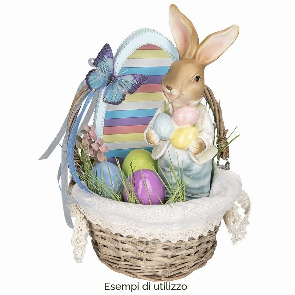 Cestino in vimini e legno colore naturale shabby chic regalo con tessuto