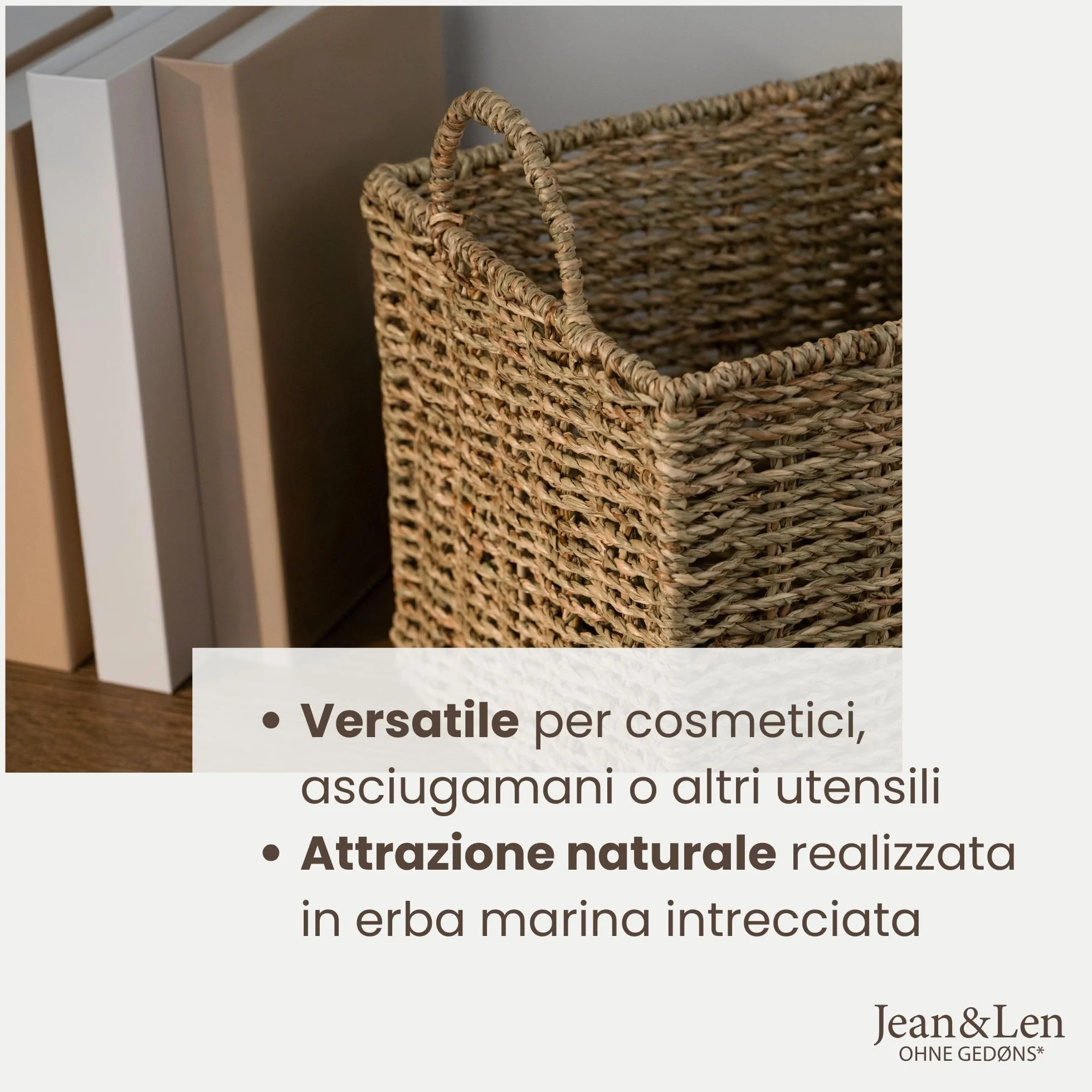 Jean & Len cesto portaoggetti rettangolare alga marina 22 x 22 x 26 cm