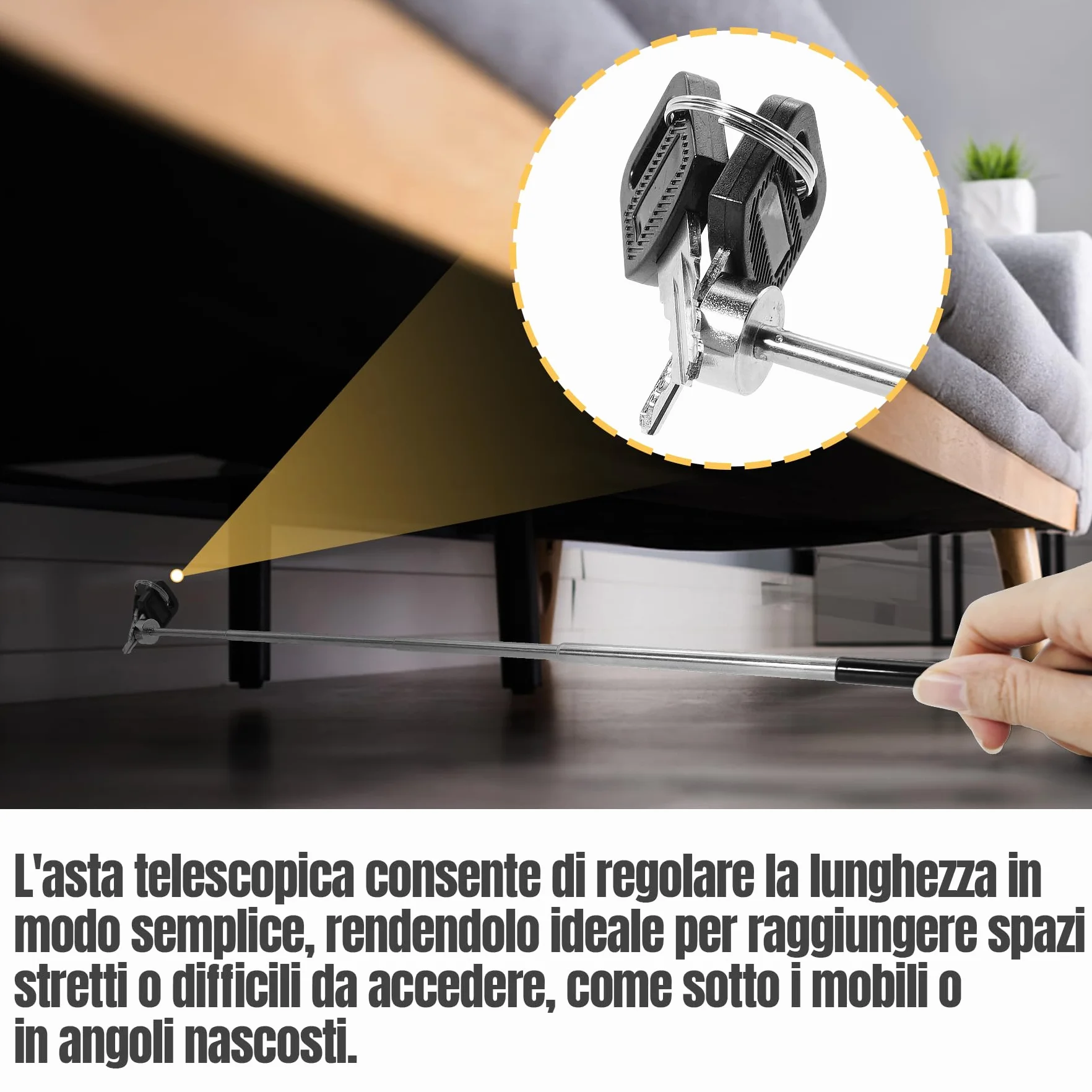 2 Raccolta Magnetico.Sollevatore Magnetico.Spazzatrici Magnetiche.Calamita Telescopica Sollevatore per Chiavi,Monete,Viti,Penne e Oggetti Metallici.Fino a 62 cm