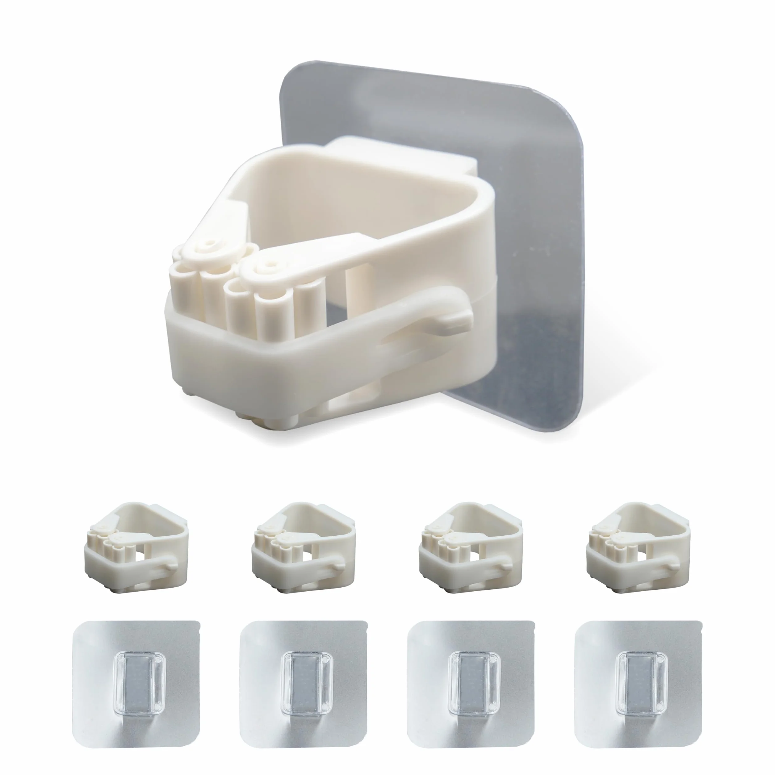 Generico Porta Scopa Adesivo Ultra Resistente da Parete (Set 4) – Ganci Senza Fori per Scope e Mop – Supporto Porta Scope Cucina, Bagno e Garage – Impermeabile, Antiscivolo con Fissaggio Forte