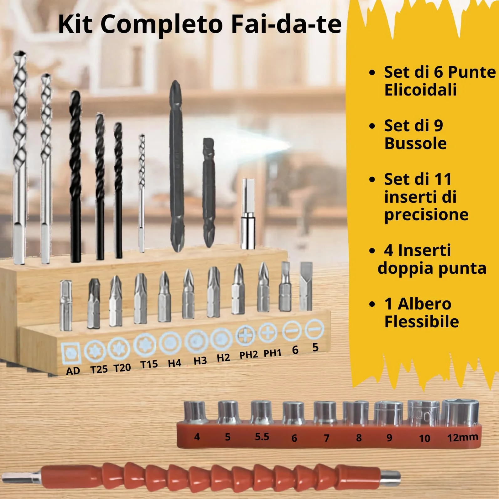 Meridiana - Set Trapano Avvitatore a Batteria, 21V Trapano a Percussione, con 2 Batterie, Bussole, Inserti Torx,2 Velocità, LED Luce e Prolunga Flessibile per Montaggio, Riparazioni e Manutenzione.