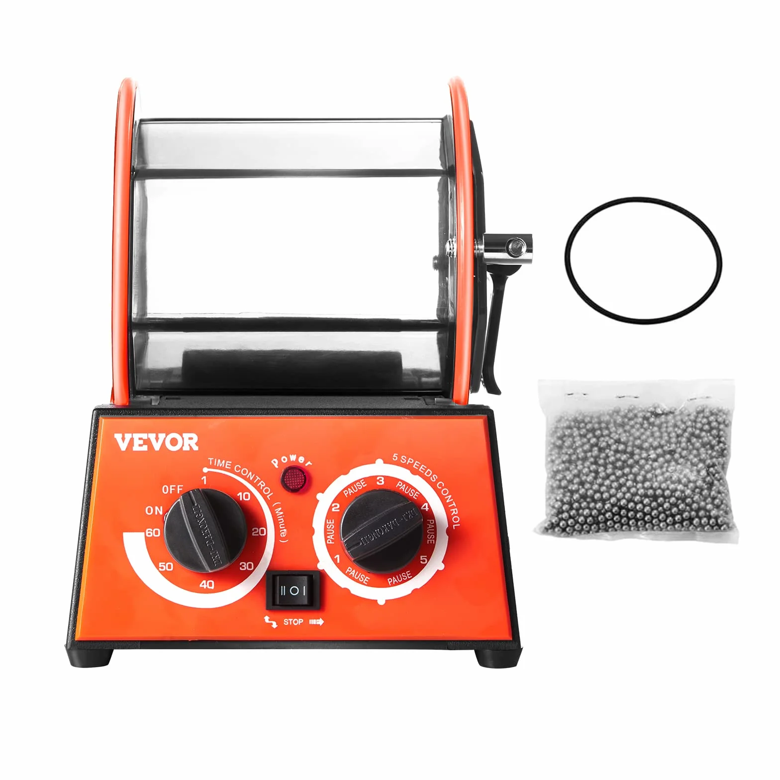 VEVOR Lucidatrice per Gioielli Metalli 3kg 230V 45W 5 Velocità Regolabile Buratto Rotativo da Banco
