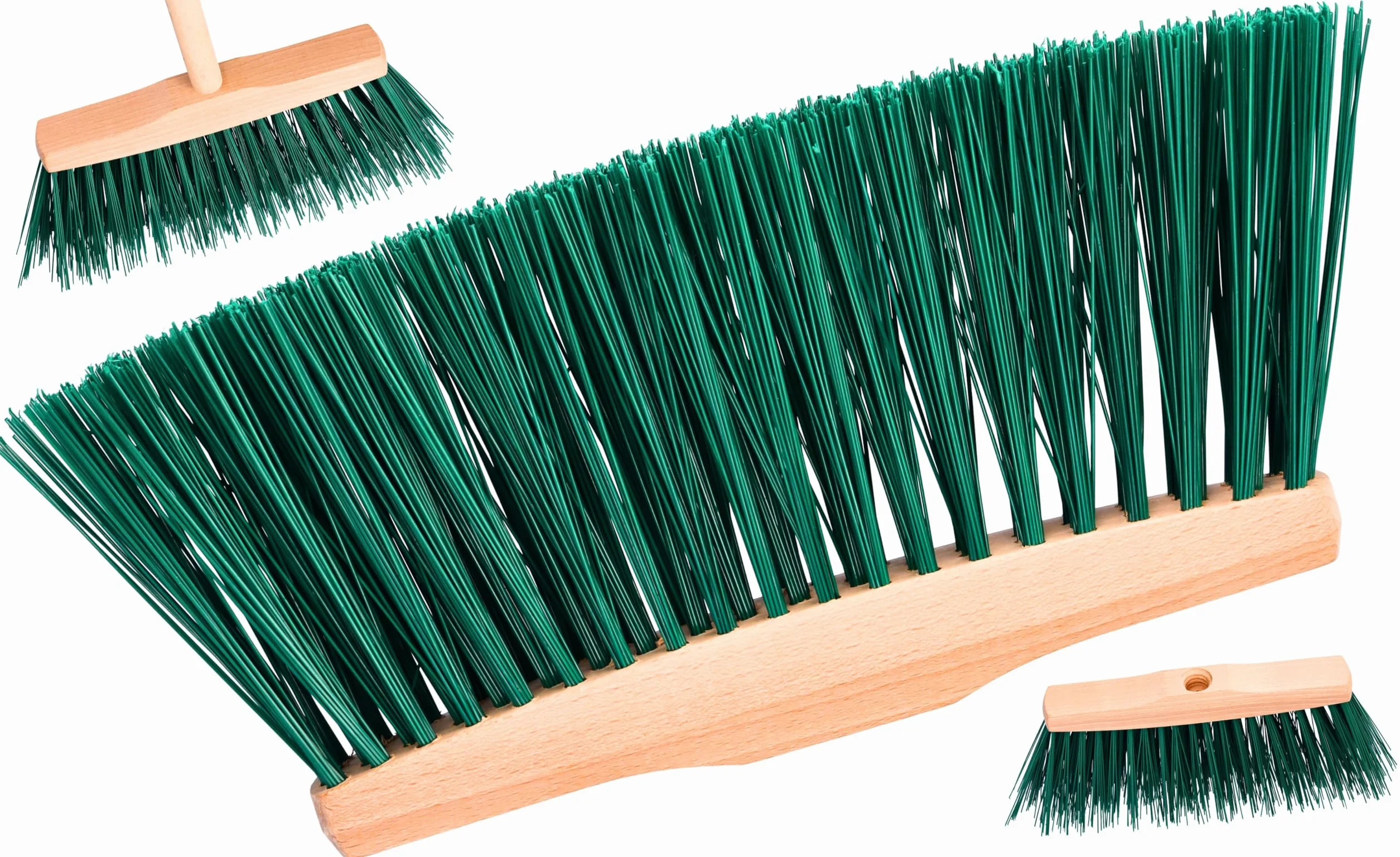 ToolSpace Scopa per Esterni e Interni 24 cm per Lavori Pesanti Spazzolone da Giardino Strada con Setole Dure e Lunghe in Plastica Senza Manico Supporto Legno per Cortile Garage Terrazzo