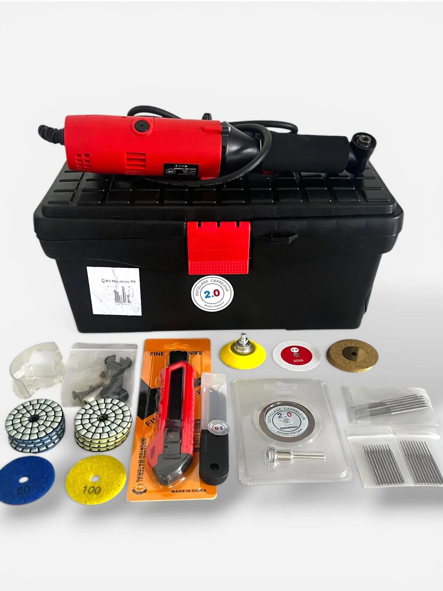 Smerigliatrice P6 Precisione 550W Variatore Velocità Set Accessori Taglio Finitura Piastrelle Pietra
