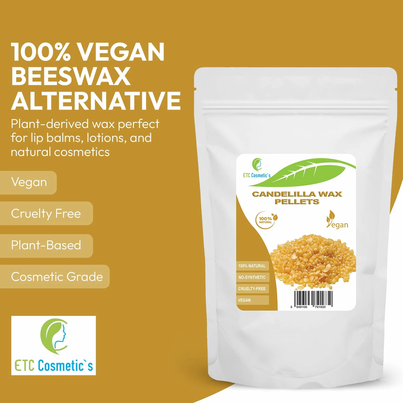 Pellet di cera di candelilla - 100 gr - Vegano | Sostituto naturale della cera d'api per cosmetici fai da te, balsami per labbra, lozioni e candele | Addensante ed emulsionante 100% puro e vegetale