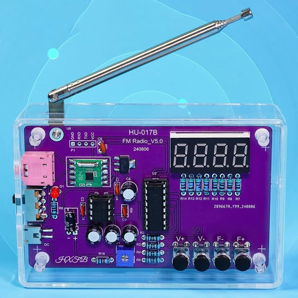 Kit radio FM, kit di montaggio radio fai da te, kit di pratica di saldatura, progetto di saldatura elettronica fai da te 87-108 MHz, per principianti, adulti (con custodia)
