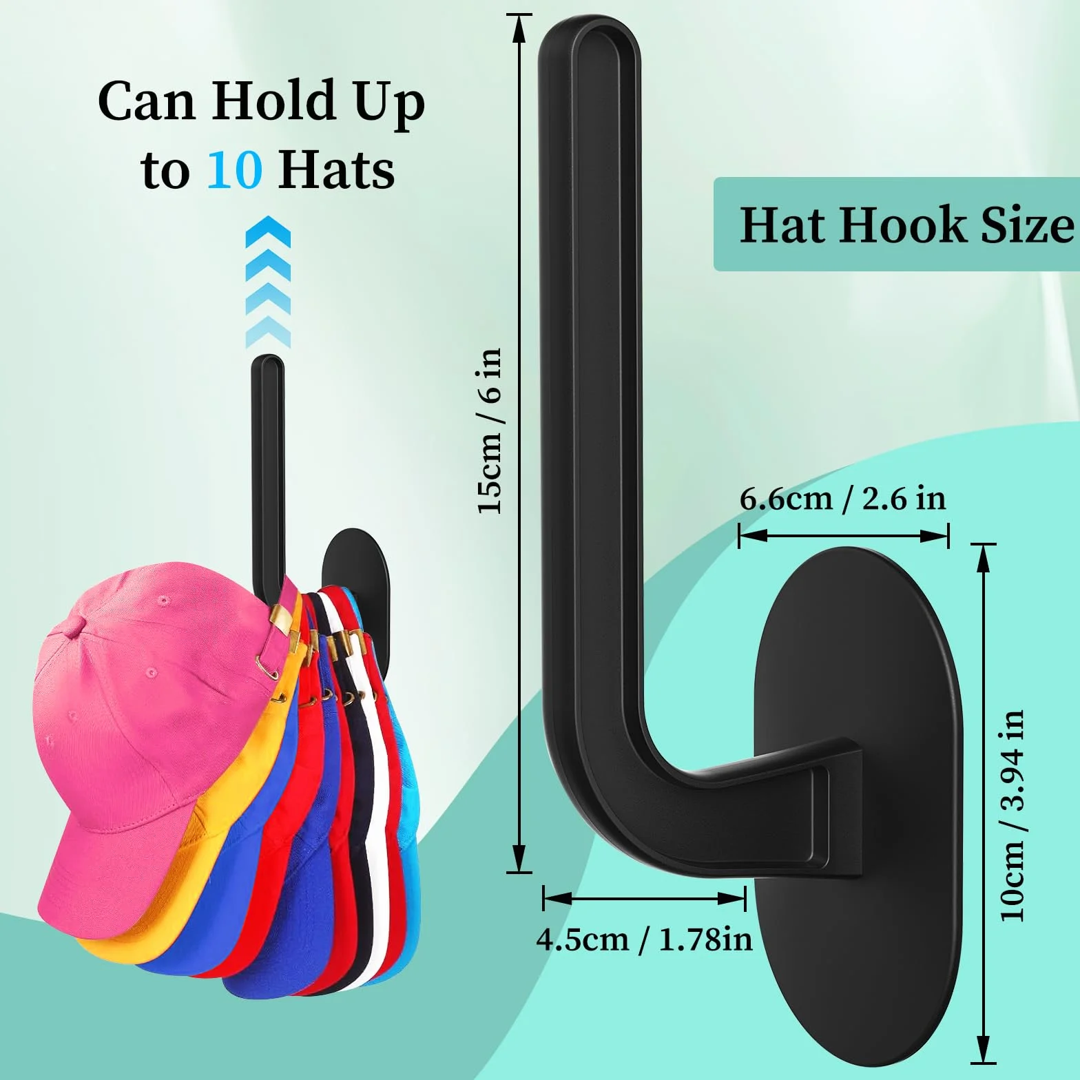 Eiito Gancio per cappelli organizer multiuso supporti ad alta aderenza nero 4