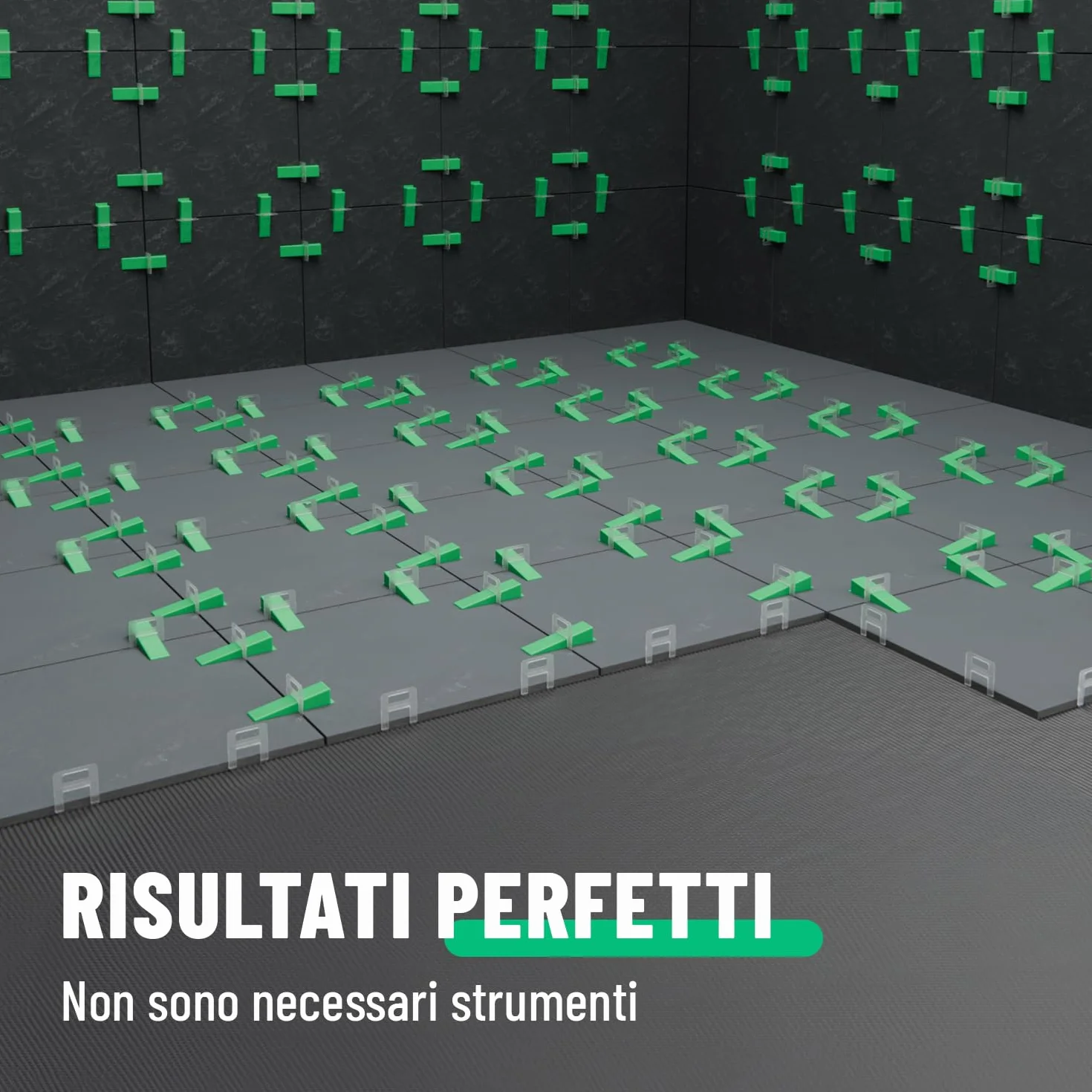 greate Sistema di Livellamento per piastrellisti da 1100 Pezzi 2mm - Set per la Posa delle Piastrelle con 1000 Clips e 100 Cunei - distanziatori per piastrelle 2 mm, livellatori per piastrelle