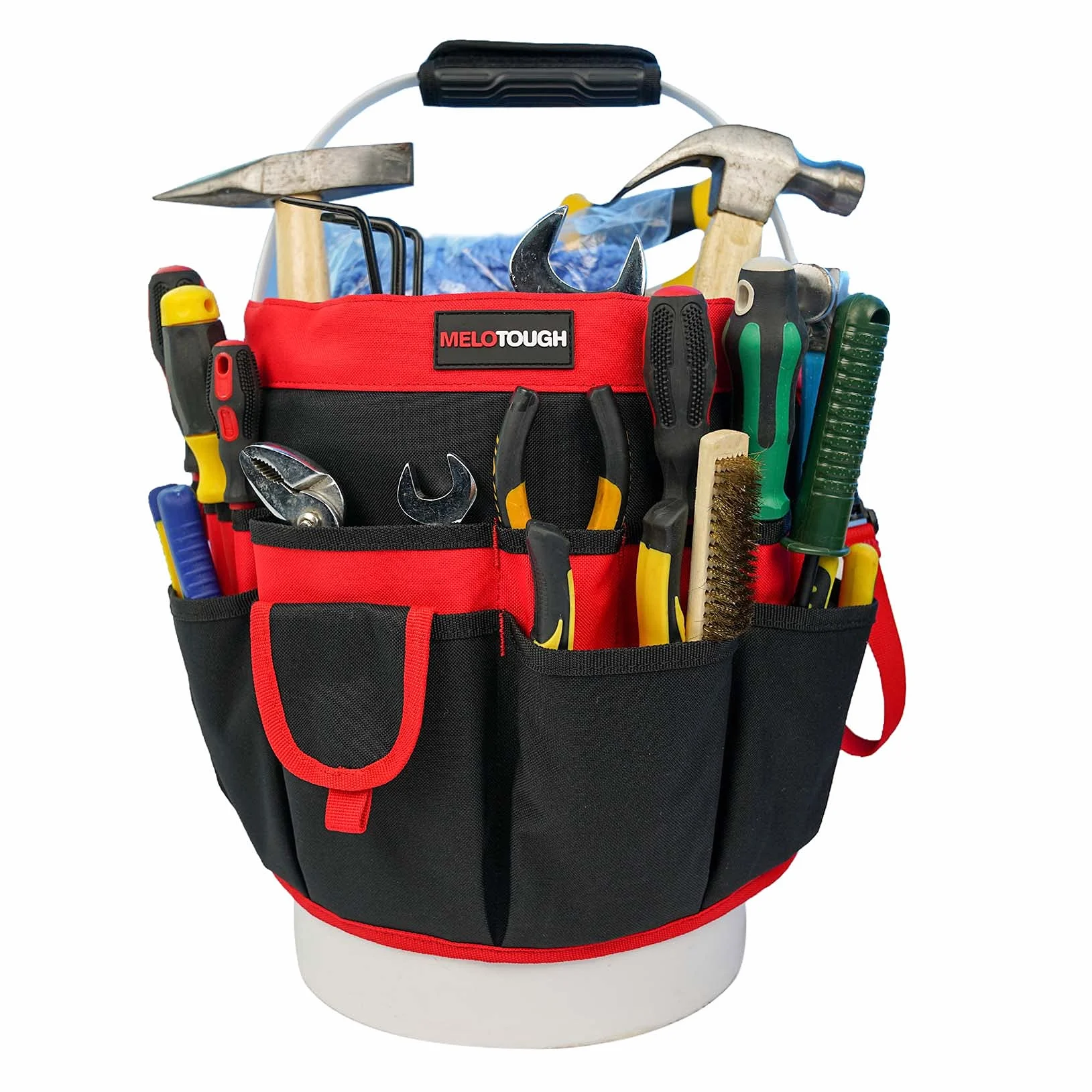 Secchio Strumento Organizer per Attrezzi da Giardino 3,5-5 Galloni Rosso