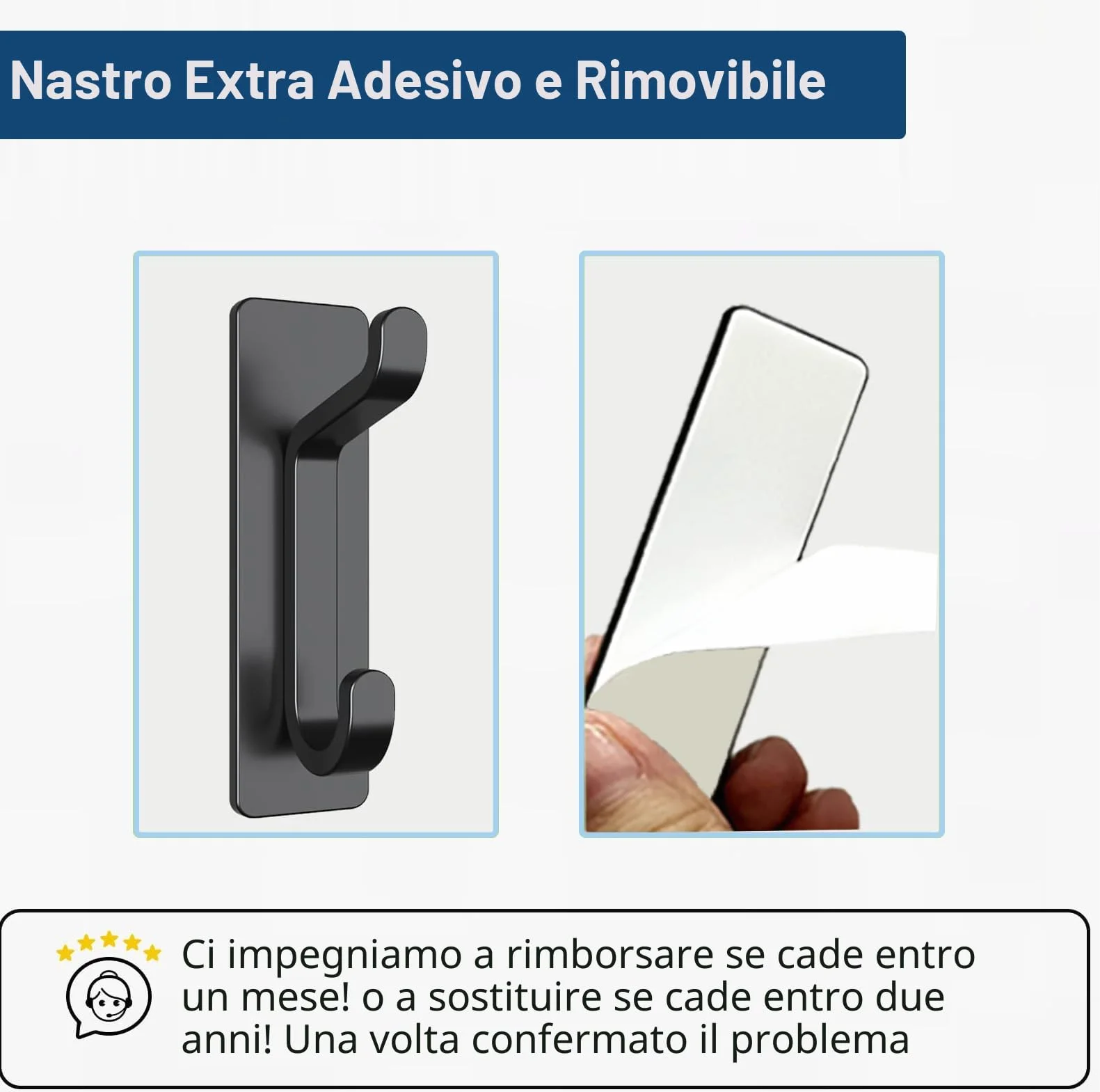 Pickpiff Gancio Adesivo da Parete, Porta Asciugamani da Bagno, Ganci Adesivi Strofinaccio da Cucina, Impermeabile, Antiruggine, Nero, 4 Pezzi
