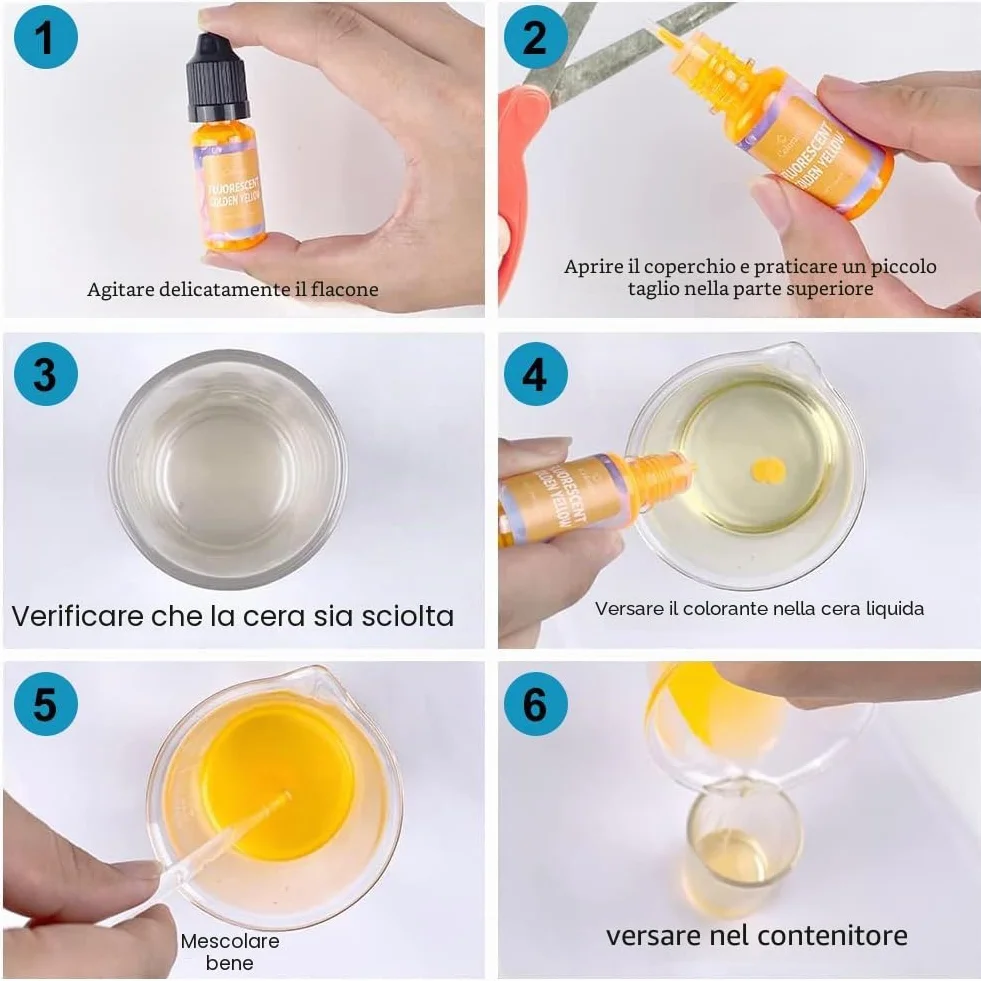 7 Pezzi Coloranti per Candele, Colorante Liquido Per Fare Candele, per La Realizzazione in Cera di Soia, Colorante, 10ML